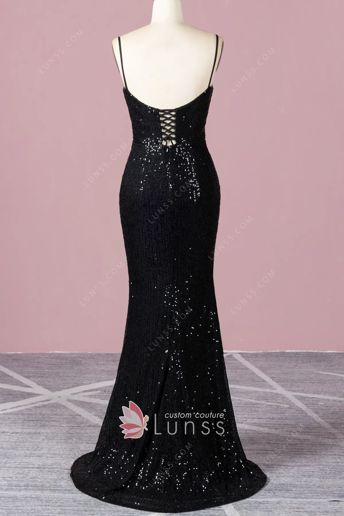 spaghetti straps lace up low back mermaid long dress spaghetti straps lace up low back mermaid long dress