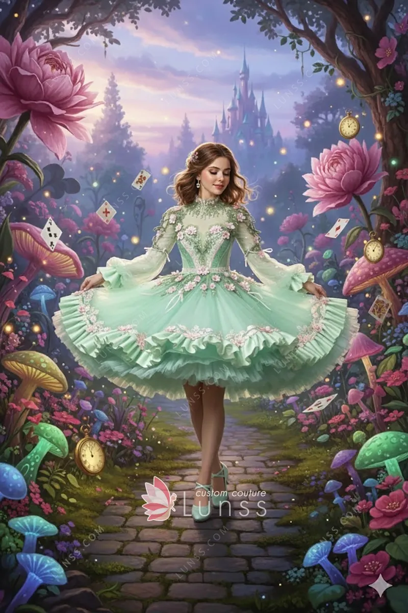 fairy mint green pink blossoms midi dress fairy mint green pink blossoms midi dress