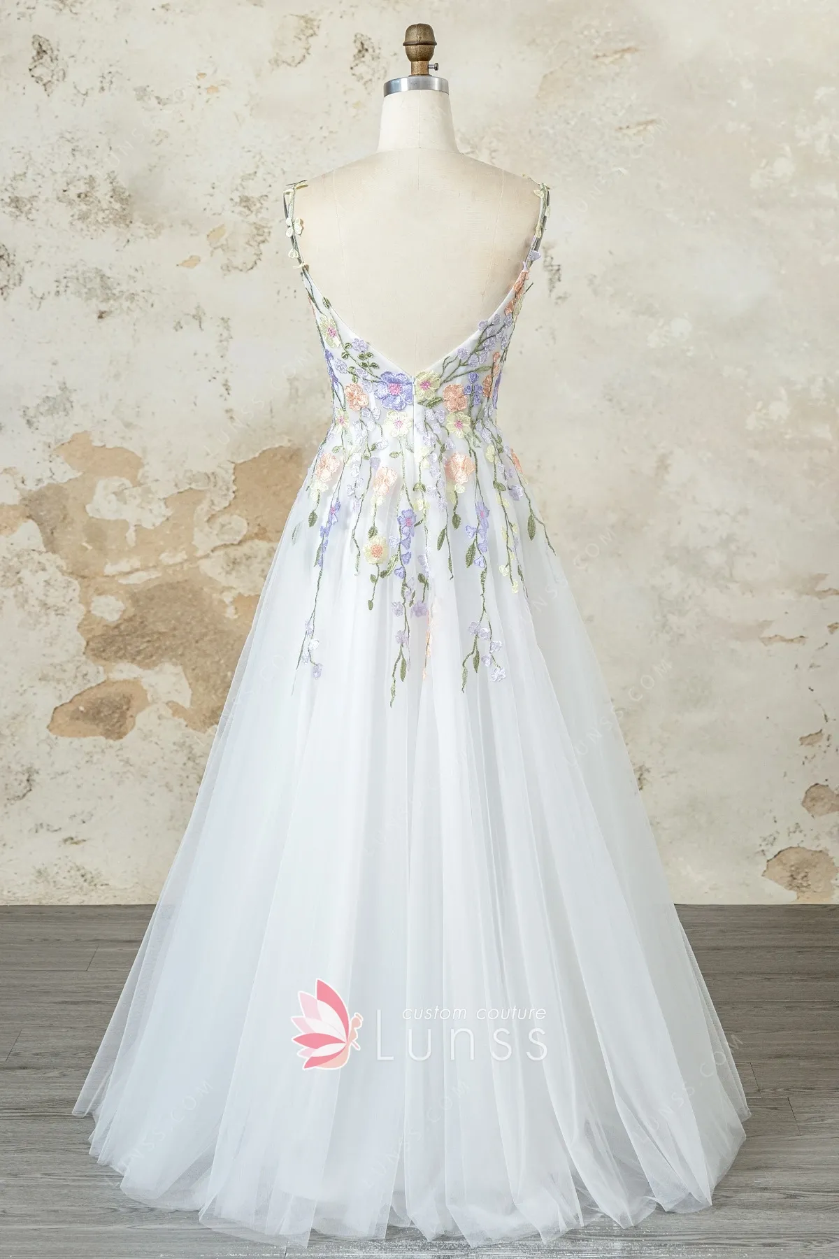 low back 3d floral lace reception dress low back 3d floral lace reception dress