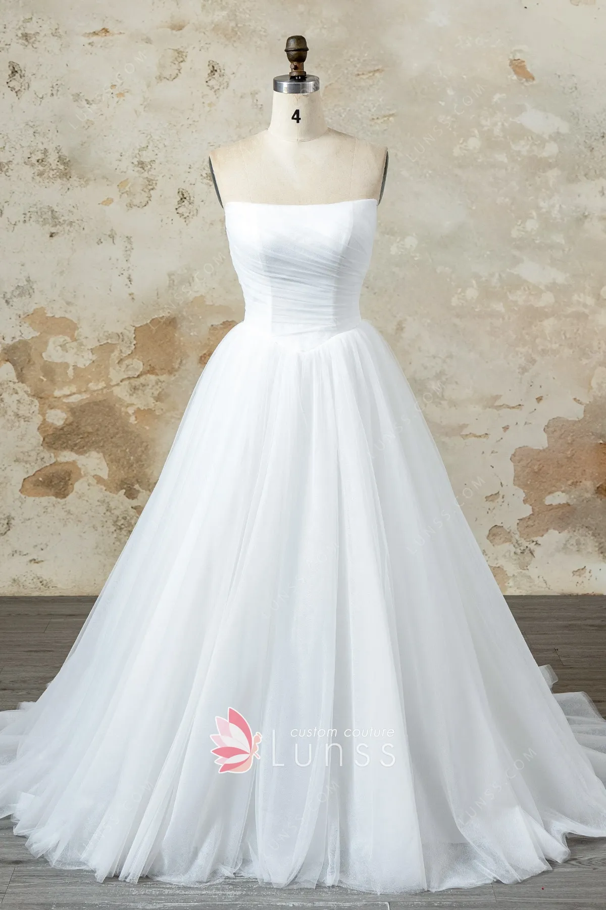 simple strapless pleated tulle v waist wedding ball gown simple strapless pleated tulle v waist wedding ball gown