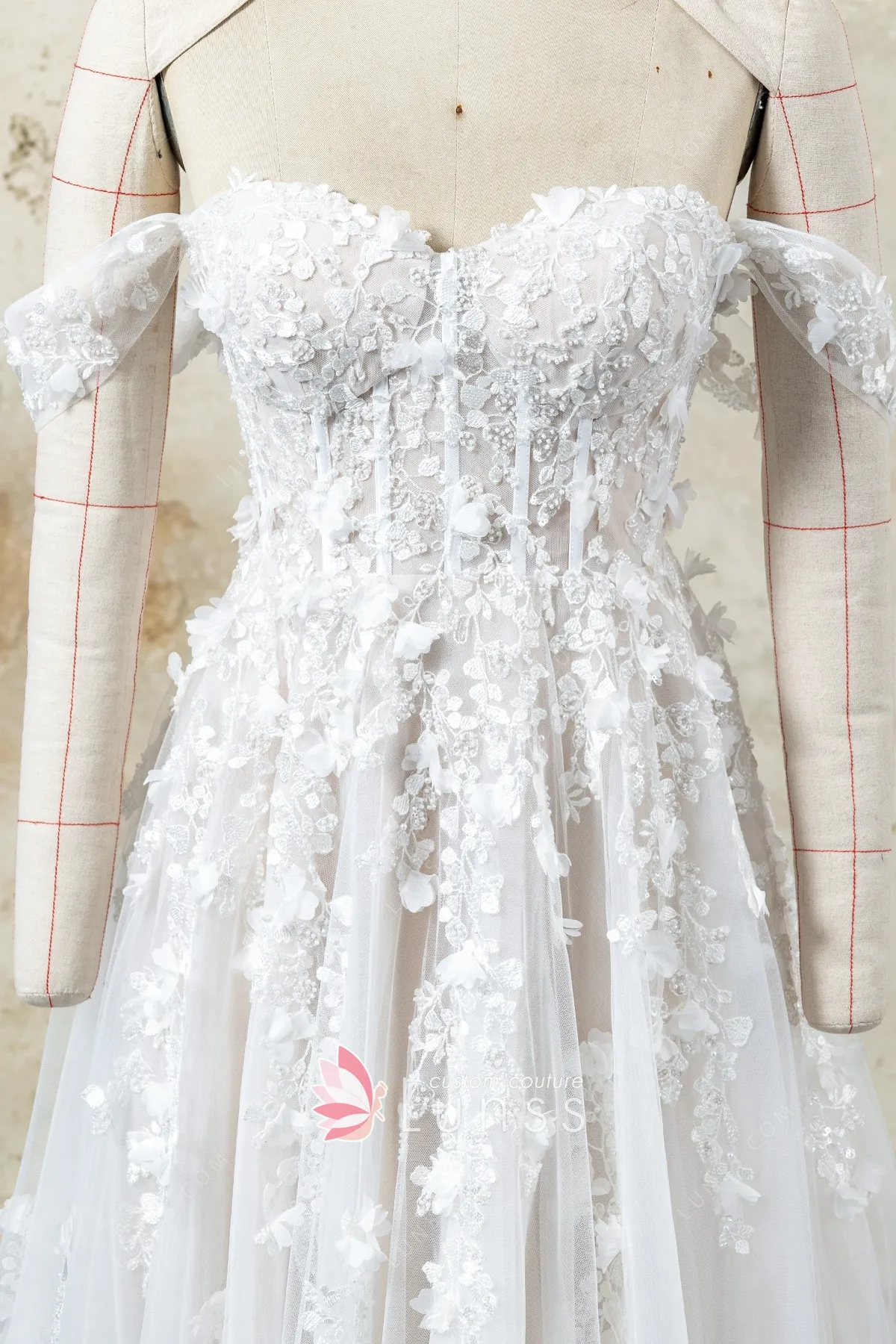 3d flower lace off the shoulder corset bodice 3d flower lace off the shoulder corset bodice