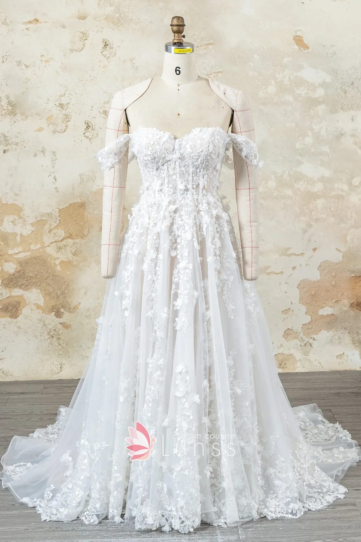 3d flower lace off the shoulder garden wedding dress 3d flower lace off the shoulder garden wedding dress