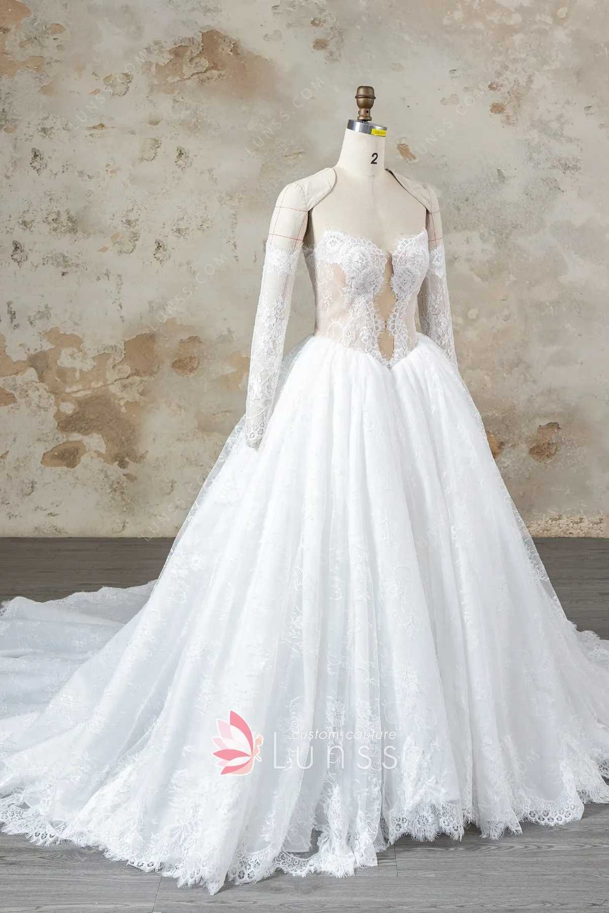 cat eye neck illusion lace wedding ball gown cat eye neck illusion lace wedding ball gown