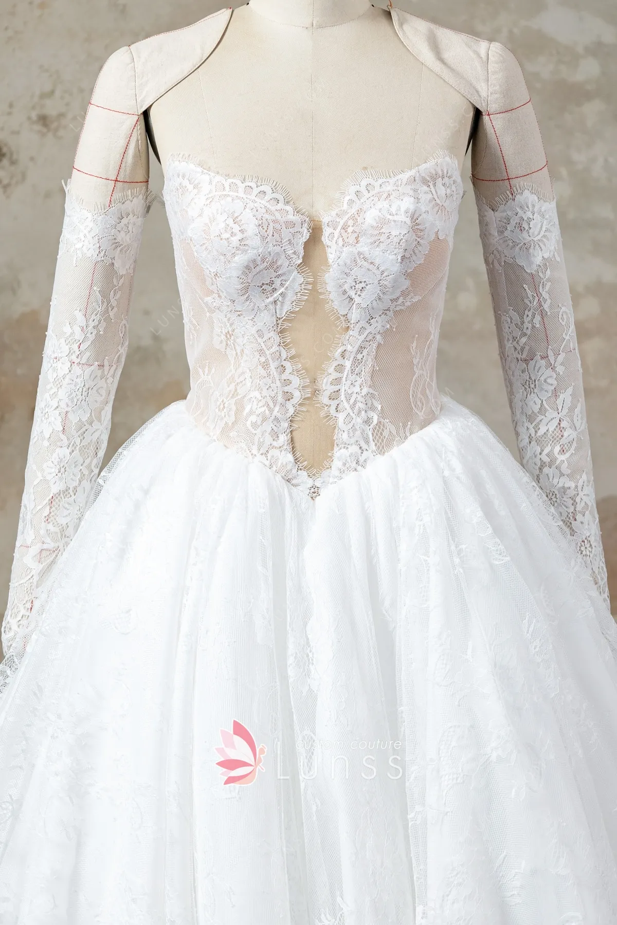 plunging neck illusion lace bodice bridal dress plunging neck illusion lace bodice bridal dress