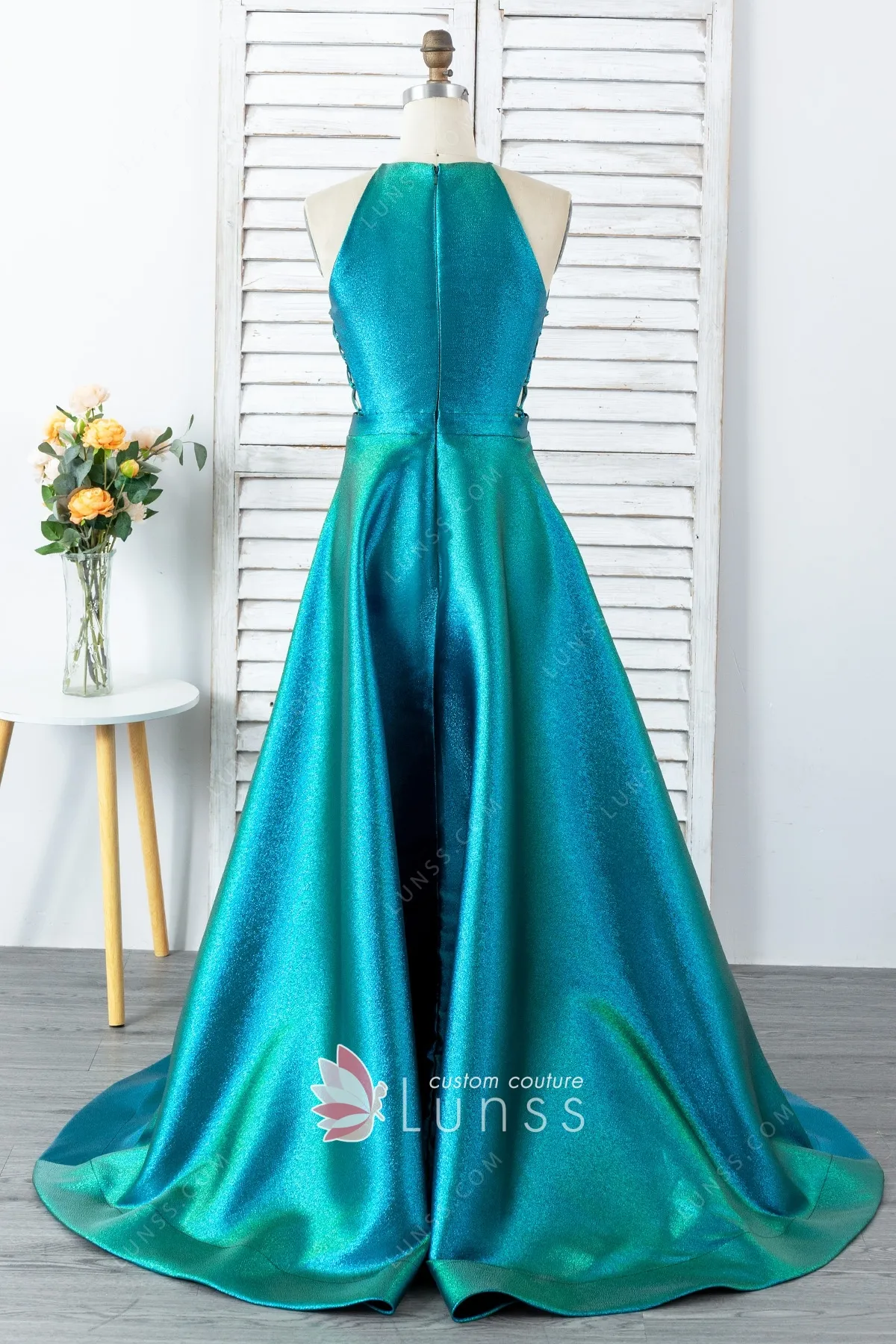 modern shimmering green aqua a line slit military ball dress modern shimmering green aqua a line slit military ball dress