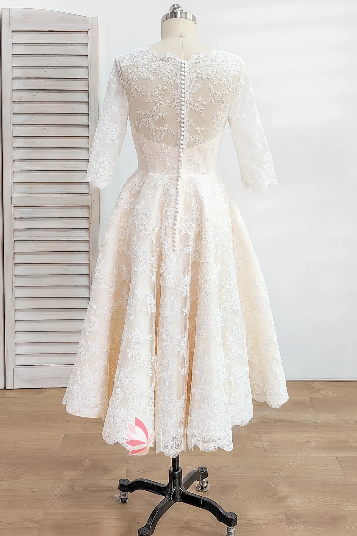 button up illusion back champagne short bridal dress button up illusion back champagne short bridal dress