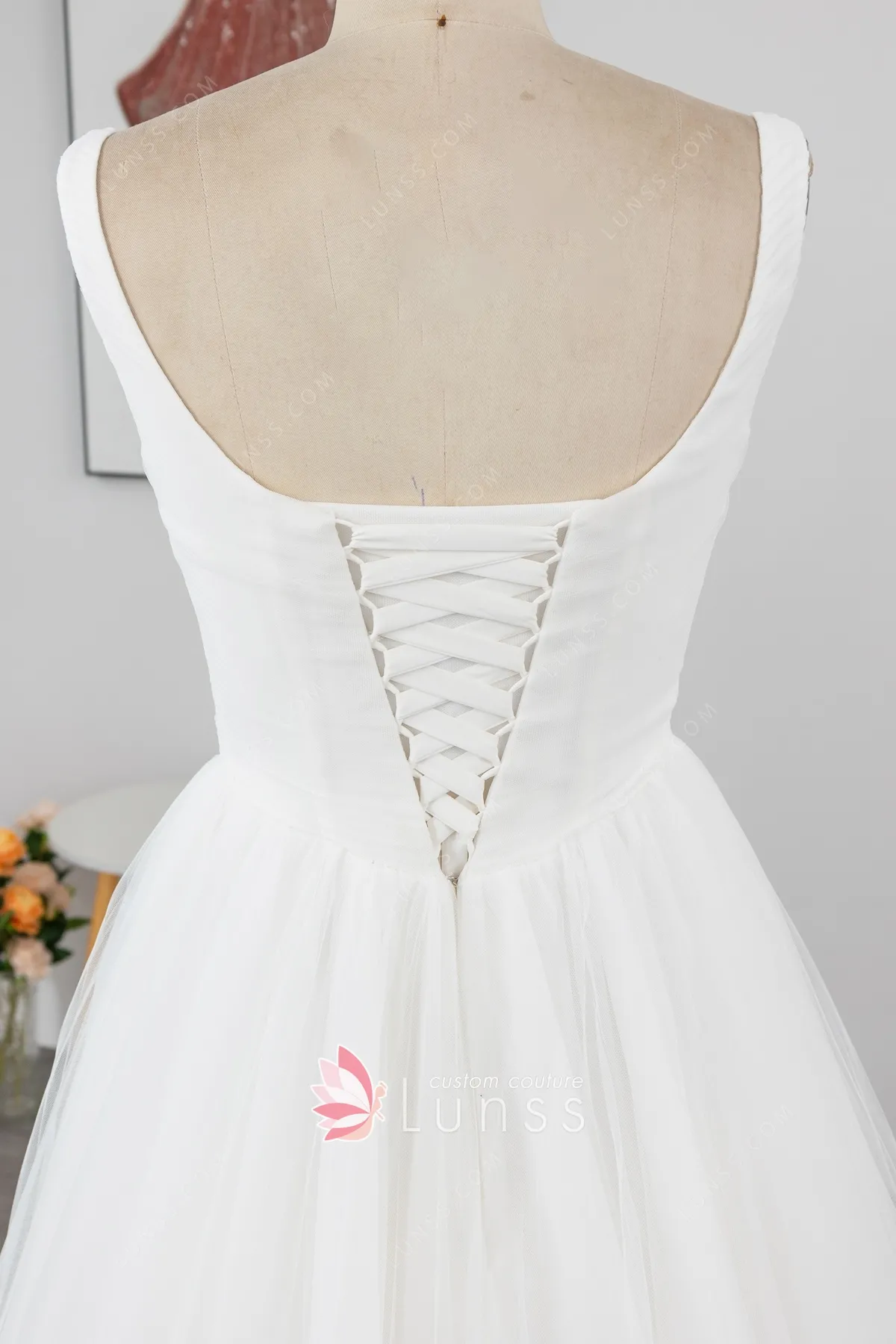 ivory tulle lace up back dress ivory tulle lace up back dress